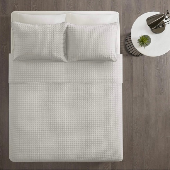 510 DESIGN Otto 3 Piece Coverlet Set Grey Full/Queen, - Picture 4 of 4